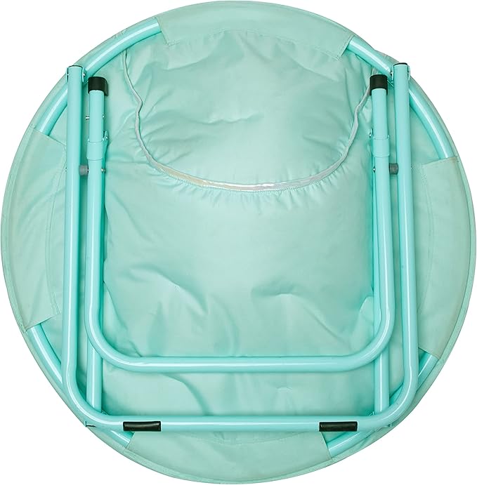 Faux Fur with Holographic Trim Foldable Saucer Chair, Teal - LeafyLoom