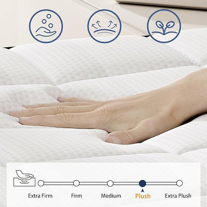 Full Size Mattress, 10 Inch Hybrid Full Mattress in a Box, Memory Foam and Pocket Springs, 3 Coils Strong Edge Support, Pressure Relief - LeafyLoom