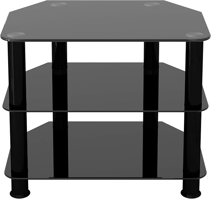 AVF SDC600BB-A TV Stand for TVs UP to 32-inch, Black Glass, Black Legs - LeafyLoom