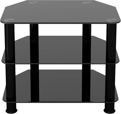 AVF SDC600BB-A TV Stand for TVs UP to 32-inch, Black Glass, Black Legs - LeafyLoom