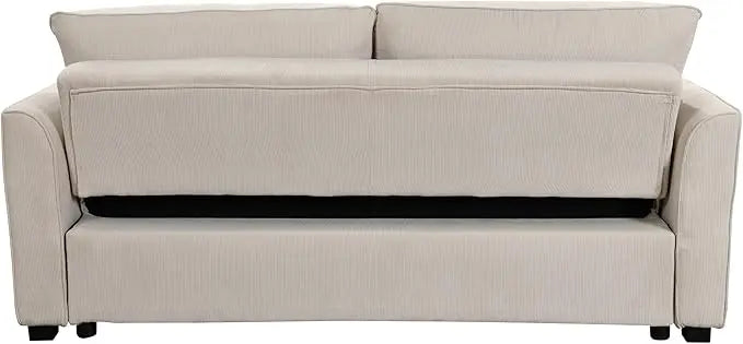 3 in 1 Convertible Sleeper Sofa Bed, Modern Corduroy Upholstered Loveseat Futon Couch w/Pullout Bed, Queen Size Love Seat Lounge Sofabed w/Reclining Backrest, Furniture for Living Room, RV - LeafyLoom