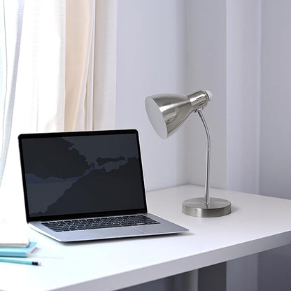 Simple Designs LD1037-BSN Semi Flexible Desk Lamp, Brushed Nickel - LeafyLoom