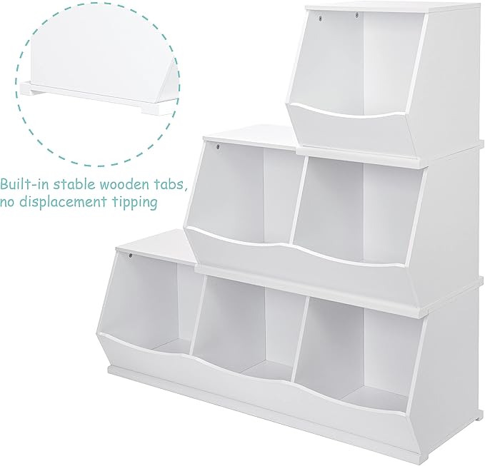 UTEX Toy Storage Organizer,Kids Stackable Toy Storage Bins,Toy Boxes and Storage Cubby for Playroom,Bedroom,Nursery School,White - LeafyLoom