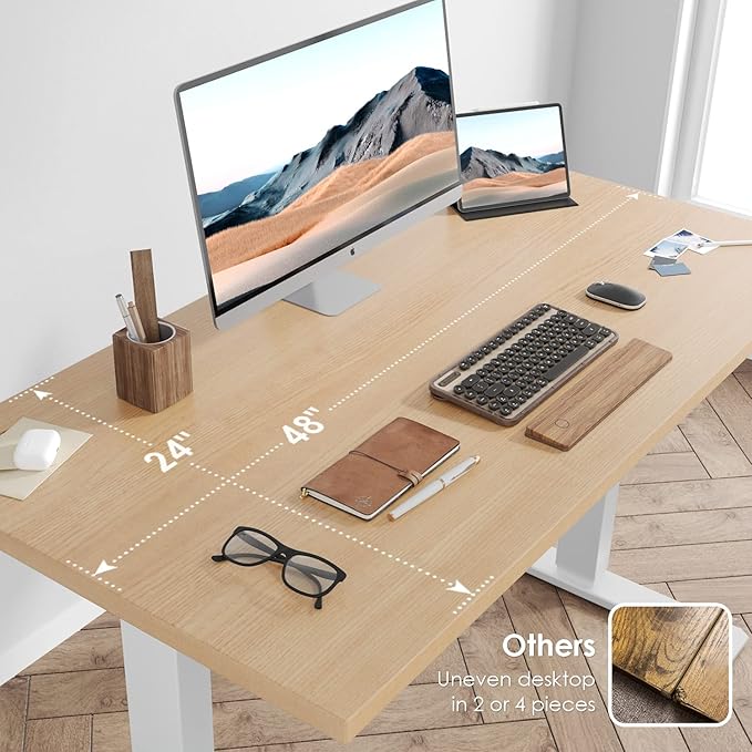 Sunon Sit Laptop Computer Writing Workstations with 3 Pre-Set and USB Port 48" for Home Office Smart Advanced Standing Desk, Oak - LeafyLoom