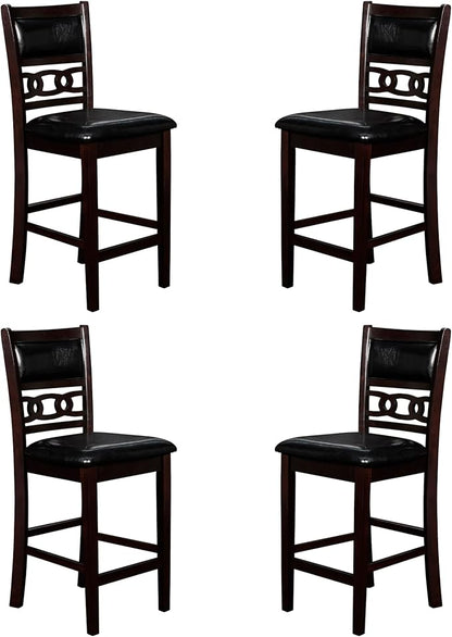 New Classic Furniture Gia Counter Dining Chair (Set of Four), Black PU Upholstered Seat & Back Rest, Ebony - LeafyLoom