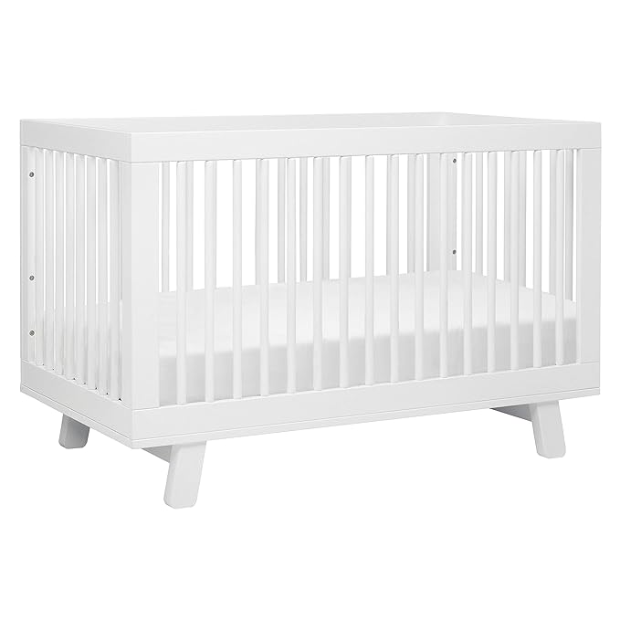 Babyletto Hudson 3-in-1 Convertible Crib with Toddler Bed Conversion Kit in White, Greenguard Gold Certified , 53.75x29.75x35 Inch (Pack of 1) - LeafyLoom