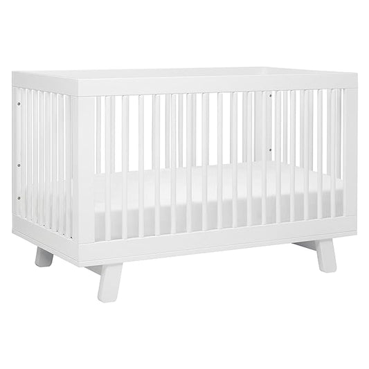 Babyletto Hudson 3-in-1 Convertible Crib with Toddler Bed Conversion Kit in White, Greenguard Gold Certified , 53.75x29.75x35 Inch (Pack of 1) - LeafyLoom