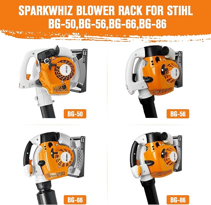 Blower Rack Backpack Blower Mount Compatible with Stihl BG-50,BG-56,BG-66,BG-86, Handheld Blower Holder Mount Rack - LeafyLoom