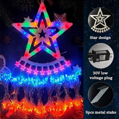 Outdoor Christmas Decorations, Aokudoni 12.6ft 350LED Waterfall Lights, 8 Modes Christmas Lights, Christmas Decorations for Tree, Outdoor Christmas Lights for House Tree Holiday Party, Multicolor Aokudoni