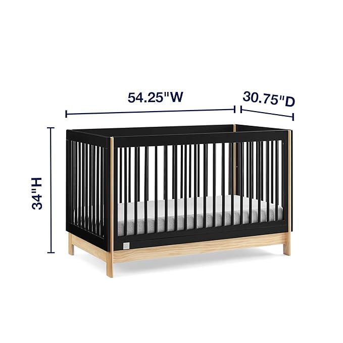 GAP babyGap Tate 4-in-1 Convertible Crib - Greenguard Gold Certified, Ebony/Natural - LeafyLoom