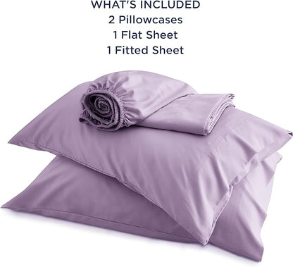 Bedsure Full Size Sheets, Cooling Sheets Full, Rayon Derived from Bamboo, Deep Pocket Up to 16", Breathable & Soft Bed Sheets, Hotel Luxury Silky Bedding Sheets & Pillowcases, Lilac - LeafyLoom