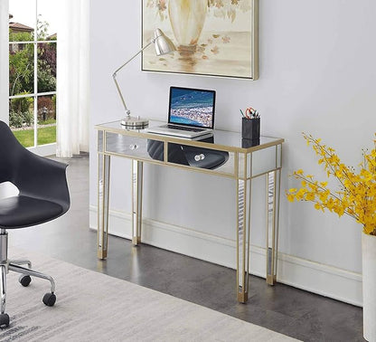 Convenience Concepts Gold Coast Desk, Champagne/Mirror - LeafyLoom