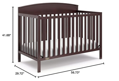 Graco Benton 5-in-1 Convertible Crib (Espresso) – GREENGUARD Gold Certified, Converts from Baby Crib to Toddler Bed, Daybed and Full-Size Bed, Fits Standard Full-Size Crib Mattress - LeafyLoom