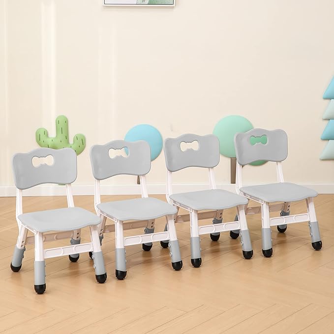 Kids' Desk Chairs Adjustable Height is Suitable for Children's Chairs Used in Families, Schools and Day-Care Between 2-10 Years Old The Max Bearing Capacity is 220LB(4PCS-Grey) - LeafyLoom