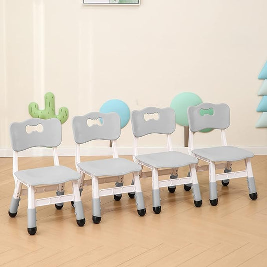 Kids' Desk Chairs Adjustable Height is Suitable for Children's Chairs Used in Families, Schools and Day-Care Between 2-10 Years Old The Max Bearing Capacity is 220LB(4PCS-Grey) - LeafyLoom