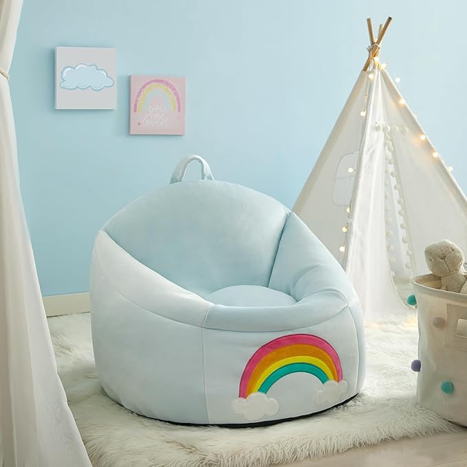 Heritage Kids Micromink Squishy Bean Bag Chair for Kids Ages 3+, Rainbow - LeafyLoom