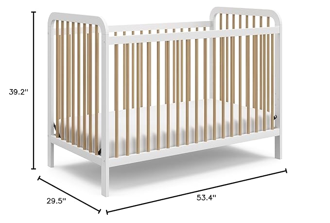 Storkcraft Pasadena 3-in-1 Convertible Crib (White with Driftwood) – GREENGUARD Gold Certified, Converts to Daybed and Toddler Bed, Fits Standard Full-Size Crib Mattress, Adjustable Mattress Height - LeafyLoom