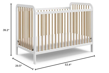 Storkcraft Pasadena 3-in-1 Convertible Crib (White with Driftwood) – GREENGUARD Gold Certified, Converts to Daybed and Toddler Bed, Fits Standard Full-Size Crib Mattress, Adjustable Mattress Height - LeafyLoom