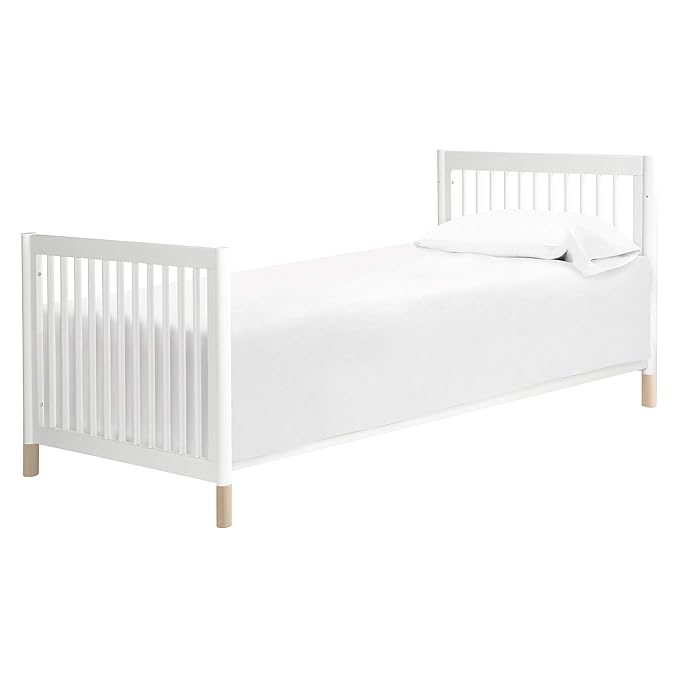 Babyletto Gelato 4-in-1 Convertible Mini Crib in White and Washed Natural, Greenguard Gold Certified - LeafyLoom