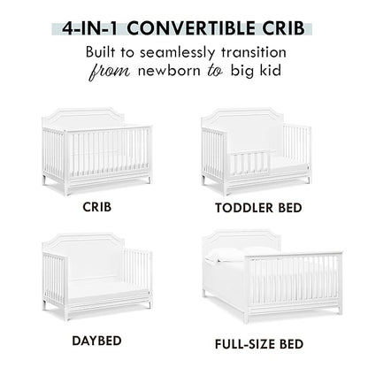 DaVinci Chloe Regency 4-in-1 Convertible Crib in White Greenguard Gold Certified - LeafyLoom