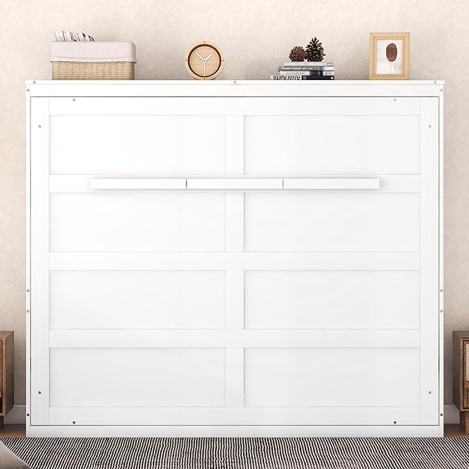 Merax Modern Farmhouse Solid Wood Murphy Bed Chest/Space Saving/Wood Slat Support/Queen,White - LeafyLoom