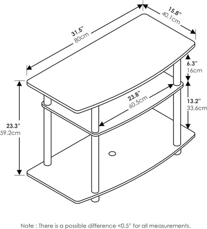 Furinno Turn-N-Tube No Tools 3-Tier Entertainment Center TV Stand for TV up to 32 Inch, Plastic Round Tubes, Columbia Walnut/Black - LeafyLoom