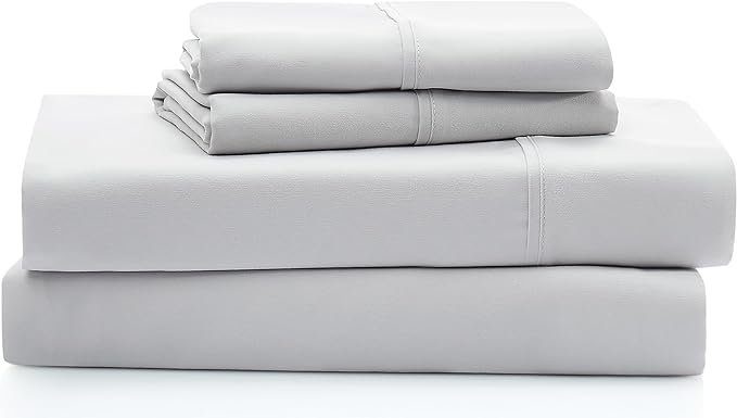 UGG 14046 Alahna Cali King Bed Sheets and Pillowcases 4-Piece Luxury Machine Washable Deep Pockets Wrinkle-Resistant Breathable Cozy Comfort Silky Cooling Sheets, California King, Stone - LeafyLoom