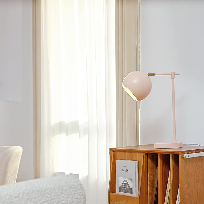 Globe Electric 52285 Hannah 18" Desk Lamp, Matte Pink, Brass Pivot Joint, in-Line On/Off Rotary Switch - LeafyLoom