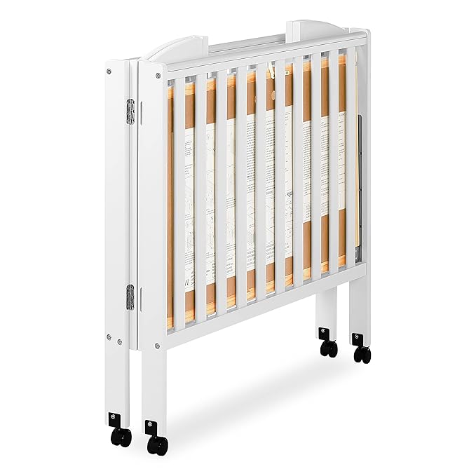 3 in 1 Portable Folding Stationary Side Crib in White, Greenguard Gold Certified, Safety Wheel with Locking Casters, Convertible, 3 Mattress Heights - LeafyLoom