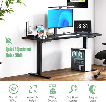 soges 63in Electric Standing Desk Ergonomic Height Adjustable Computer Desk Sit Stand Desk Home Office Desks Standing Desk, Black - LeafyLoom