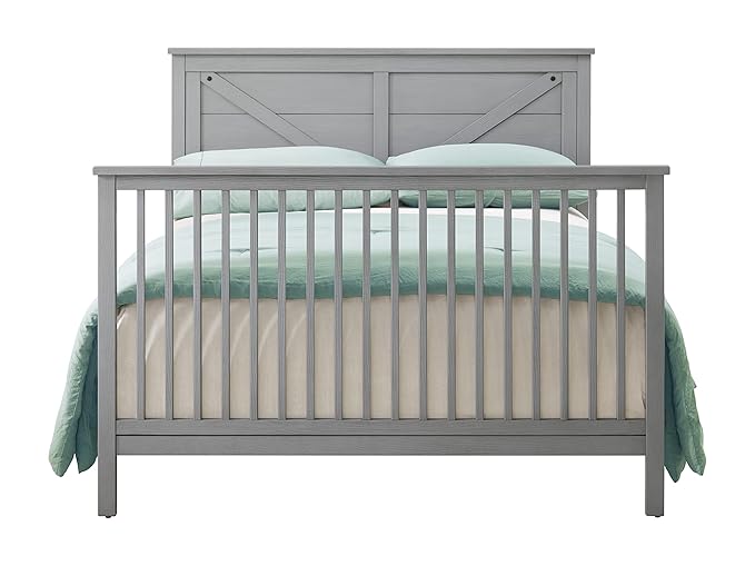 Oxford Baby Montauk Crib to Full-Size Bed Conversion Kit, Farmhouse Gray, GreenGuard Gold Certified - LeafyLoom