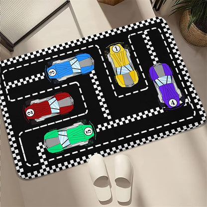 Car Rug Race Car Rug Car Track Rugs for Boys Race Track Carpet Race Car Track Rug Car Rug for Boys Room Car Rug Play Mat Car Carpet for Kids Rugs for Boys Bedroom,Black 2'×3' - LeafyLoom