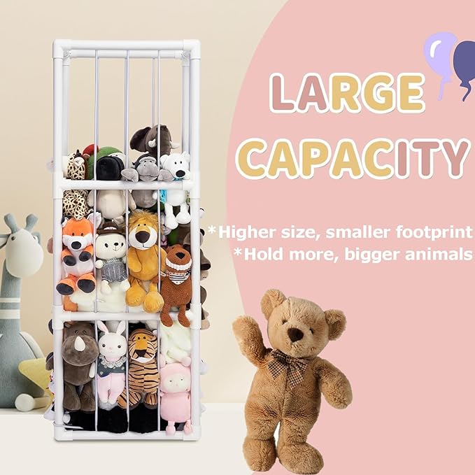 Original Stuffed Animal Zoo, Large Stuffed Animals Storage, Toy Storage Organizer for Plush Toy Holder, Perfect Stuffed Animals Ideas for Toddler Boys Girls, Nursery Play Room - LeafyLoom