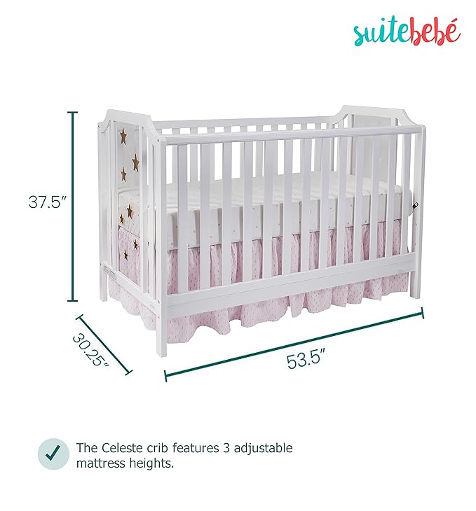 Suite Bebe Celeste 3 in 1 Convertible Island Crib, Wood and Acrylic, White - LeafyLoom