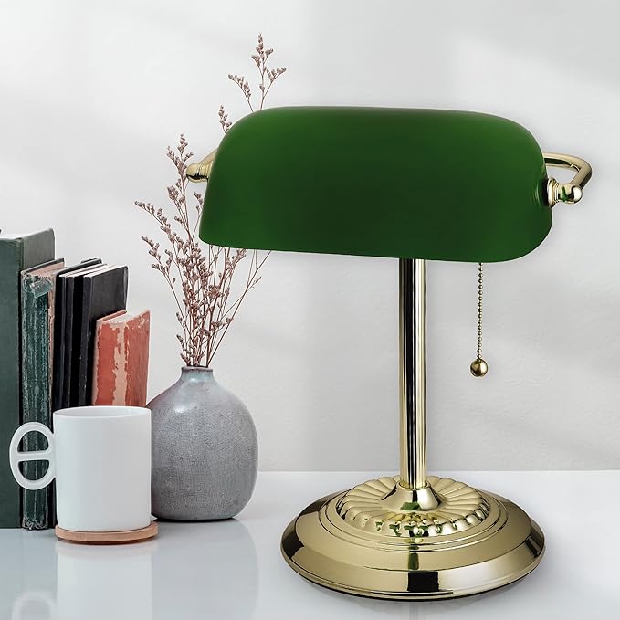 Catalina Lighting Traditional Desk Lamp, Green, Smart Home Capable for Home Office, Dorm, Apartment, Corded with Adjustable Lighting - LeafyLoom