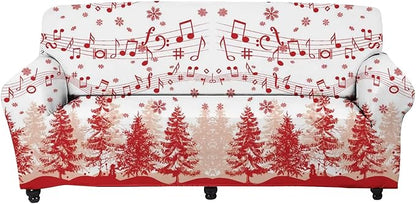 FKELYI Christmas Sofa Slipcover Xmas Tree Funny Music Note Design Super Soft Sofa Cushion Cover Washable Furniture Protector for Home Decorations-L FKELYI