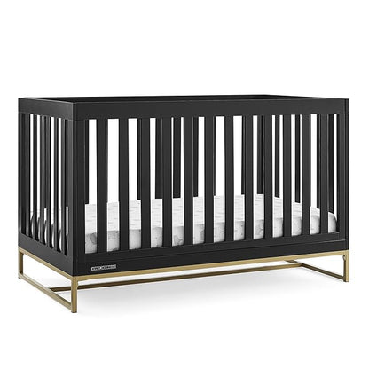 Delta Children Jade 4-in-1 Convertible Crib - Greenguard Gold Certified, Ebony/Bronze - LeafyLoom