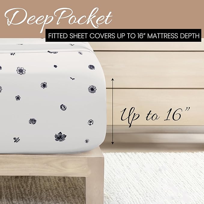 Linen Market 3 Piece Twin Bedding Sheet Set (Navy Blue Flowers) - Sleep Better Than Ever with These Ultra-Soft & Cooling Bed Sheets for Your Twin Size Bed - Deep Pocket Fits 16" Mattress - LeafyLoom