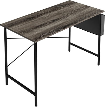 Lavish Home Modern Computer Desk with Industrial Style Woodgrain Look and Steel for Home Office, Bedroom, or Craft Table, with Storage Bag, (L) 47” x (W) 23.5” x (H) 29.5”, Gray - LeafyLoom