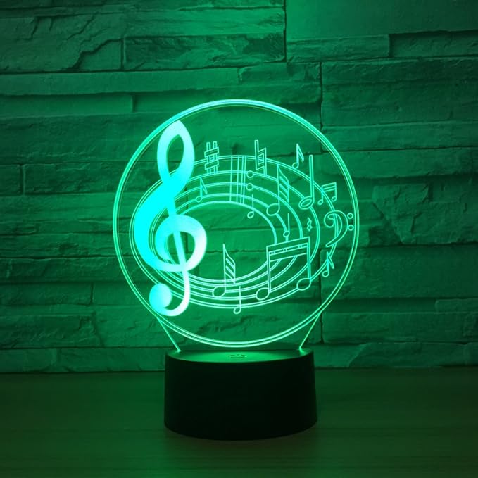 Music Note Shaped 3D Optical Illusion Lamp 7 Colors Change Timing Remote Control and Touch Button LED Table Desk Lamp for Home Bedroom Decoration - LeafyLoom