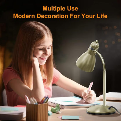 LEPOWER Metal Desk Lamp, Adjustable Goose Neck Table Lamp, Eye-Caring Study Desk Lamps for Bedroom, Study Room and Office (Bronze) - LeafyLoom