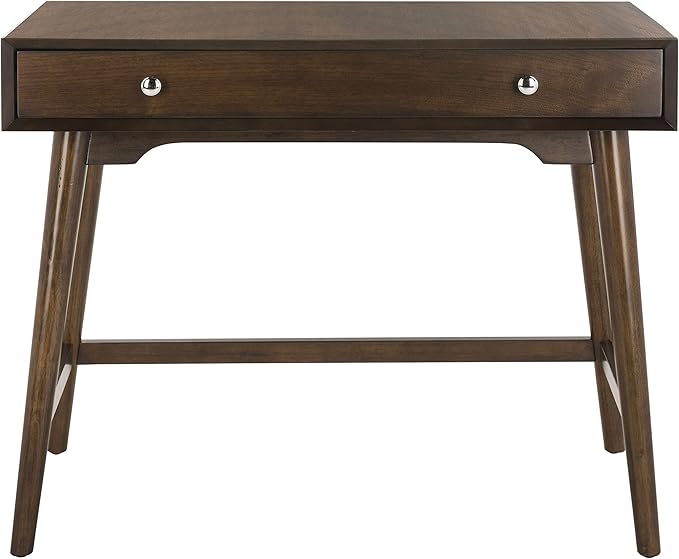 Safavieh Home Office Isadora Mid-Century Modern Walnut 1-drawer Desk - LeafyLoom