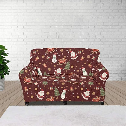 FKELYI Red Christmas Sofa Couch Cover for Indoor Non-Slip Furniture Protector Easy Going Stretch Sofa Slipcover Washable Sofa Slipcovers M FKELYI