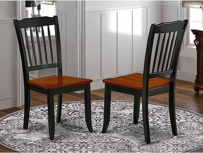 East West Furniture DAC-BCH-W Danbury Dining Room Chairs - Slat Back Solid Wood Seat Chairs, Set of 2, Black & Cherry - LeafyLoom