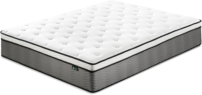 ZINUS 12 Inch True Support Hybrid Mattress [New Version], Queen, Fiberglass free, Medium Feel, Motion Isolation, Certified Safe Foams & Fabric, Mattress in A Box - LeafyLoom