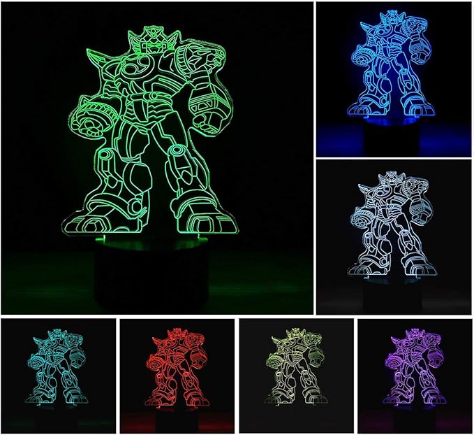 3D Optical Illusion LED Night Light, Boy Girl Kids Baby Sleep Desk Lamp Touch Control 7 Color Change USB Powered for Home Decorations or Holiday Gifts (Autobots) - LeafyLoom