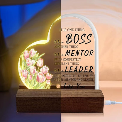 ACSENCETER Thank You Boss Gift for Women It is One Thing to Be A Boss Night Lights for Boss Lady Acrylic Office Desk Decoration for Leader USB Night Lamp Keepsake Birthday Gift from Staff 3.7" - LeafyLoom