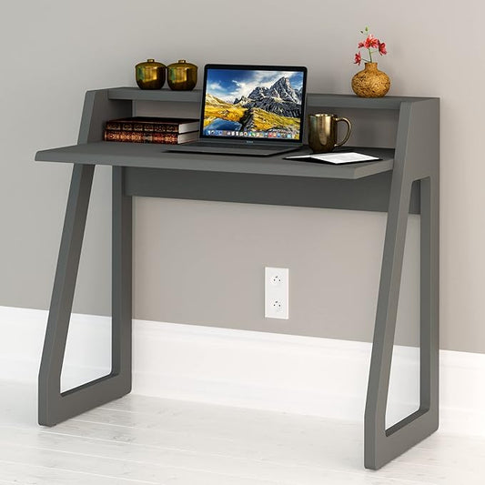 Computer Desk for Bedroom, Office & Small Spaces - Writing Desk Ideal for Students, Kids, Adults - Modern Design Compact Desk with Display Shelf - LeafyLoom