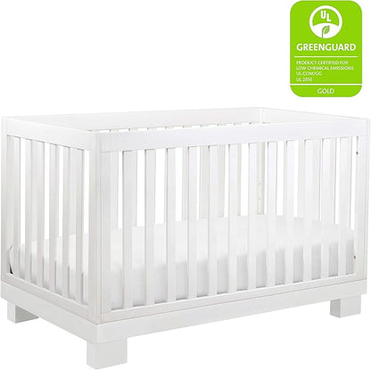 Babyletto Modo 3-in-1 Convertible Crib with Toddler Bed Conversion Kit in White, Greenguard Gold Certified - LeafyLoom