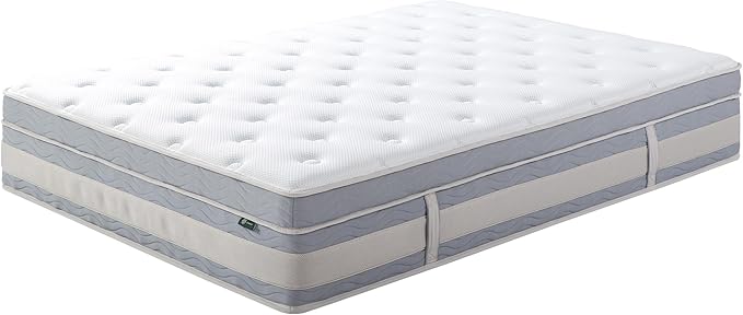 ZINUS 14 Inch Cooling Comfort Support Hybrid Mattress [New Version], Queen, Fiberglass free, Medium Plush, Cooling Motion Isolation, Certified Safe Foams & Fabric, Mattress in A Box - LeafyLoom